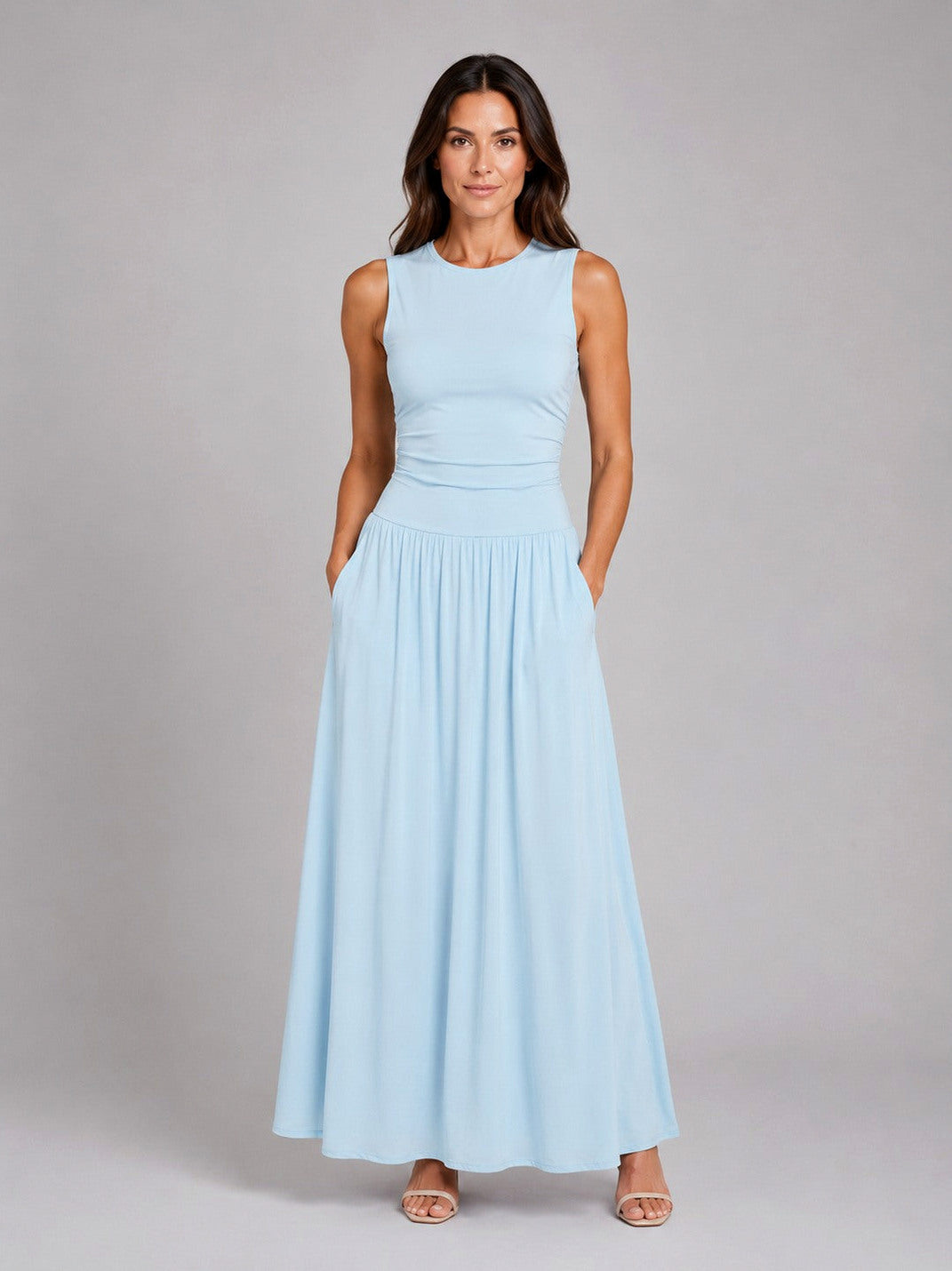 Sleeveless Drop Waist Maxi Dress