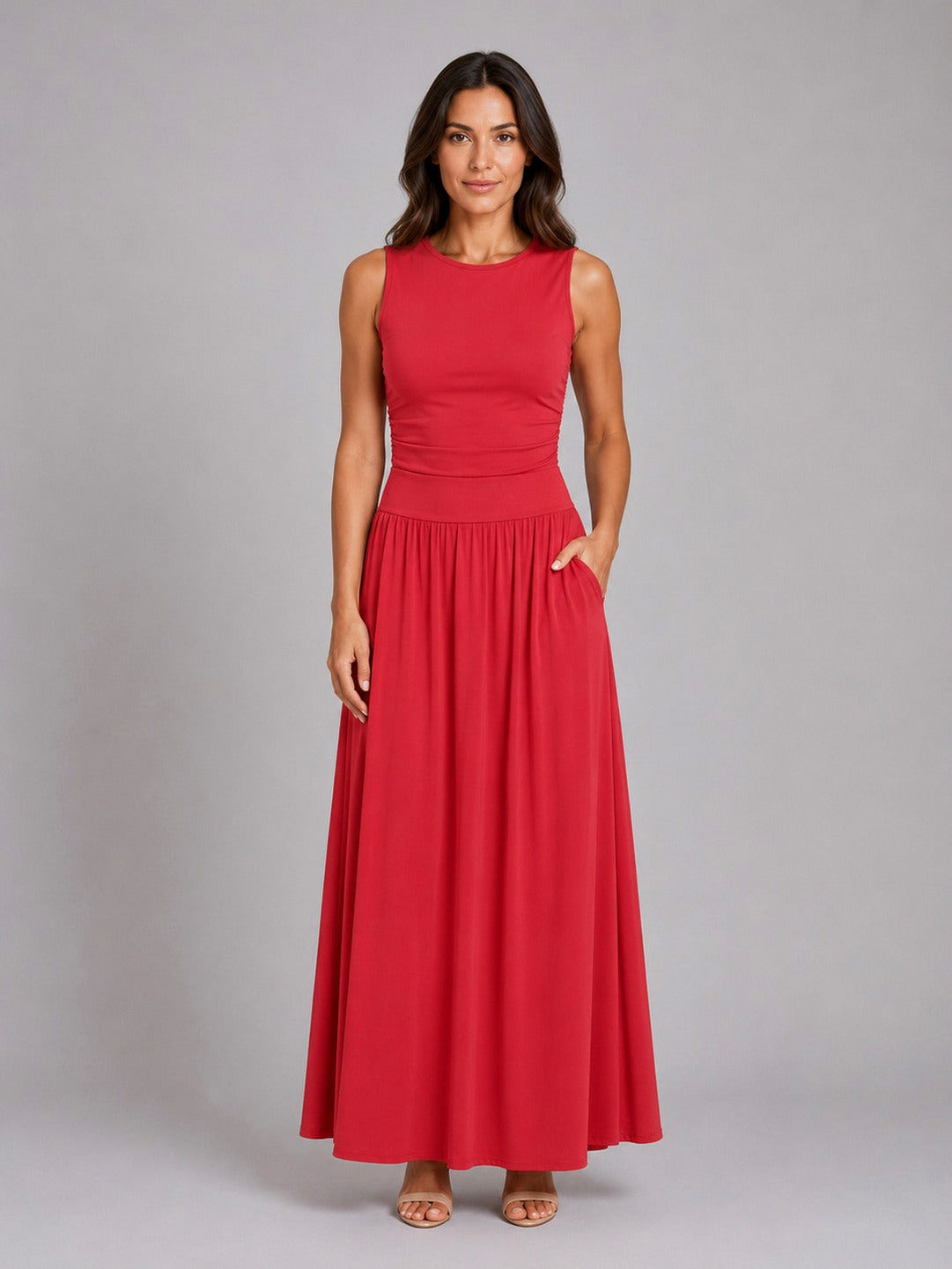 Sleeveless Drop Waist Maxi Dress