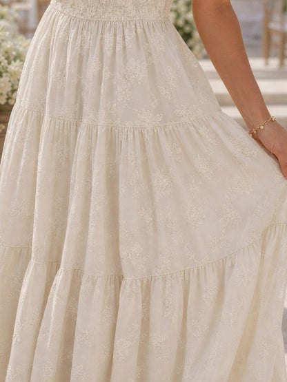 Square Neck Tiered Midi Dress