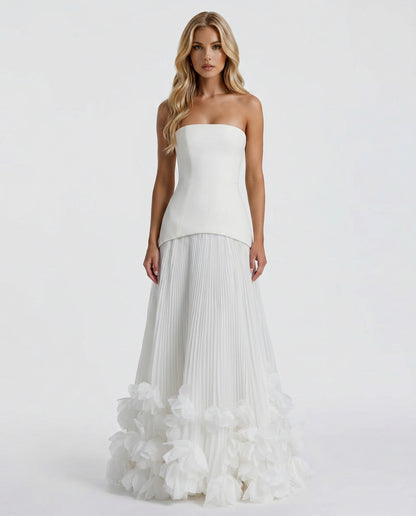 Strapless Pleated Corset Maxi Dress