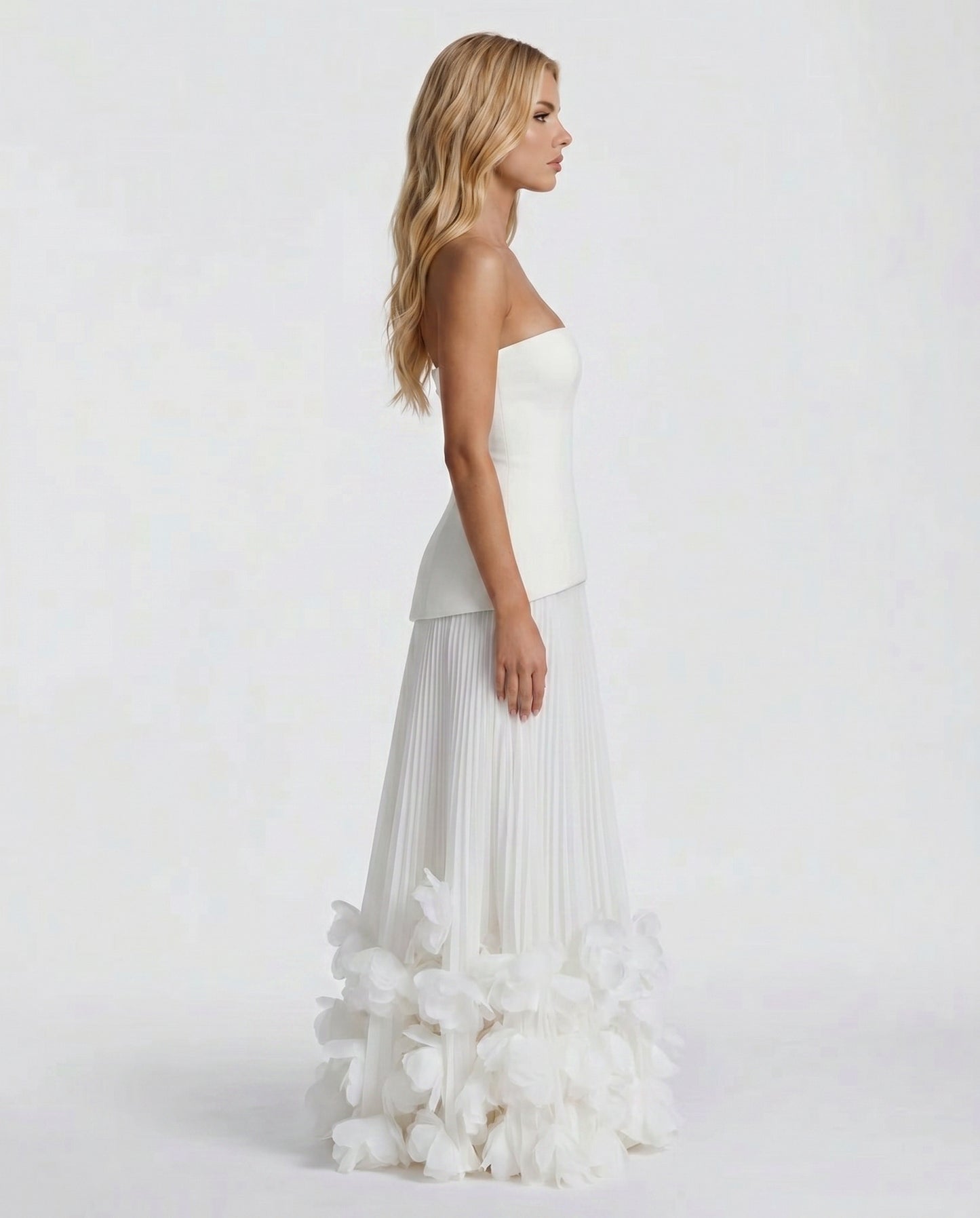 Strapless Pleated Corset Maxi Dress