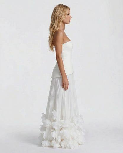 Strapless Pleated Corset Maxi Dress