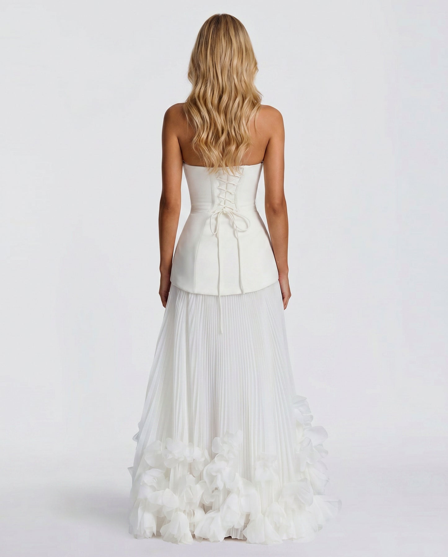 Strapless Pleated Corset Maxi Dress