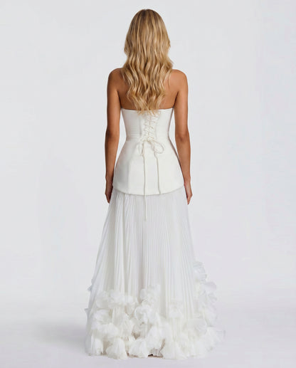 Strapless Pleated Corset Maxi Dress