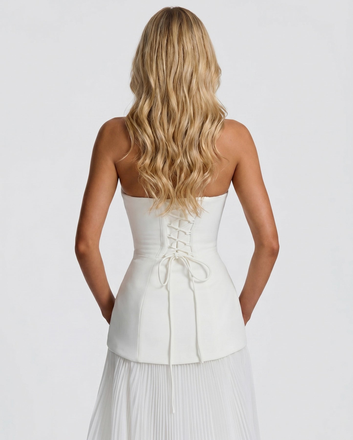 Strapless Pleated Corset Maxi Dress