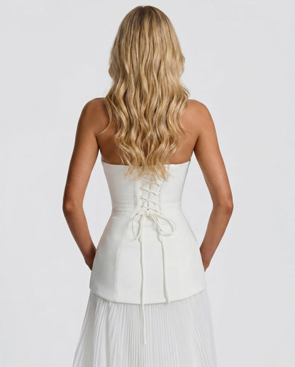 Strapless Pleated Corset Maxi Dress