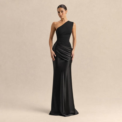 One Shoulder Draped Maxi Dress