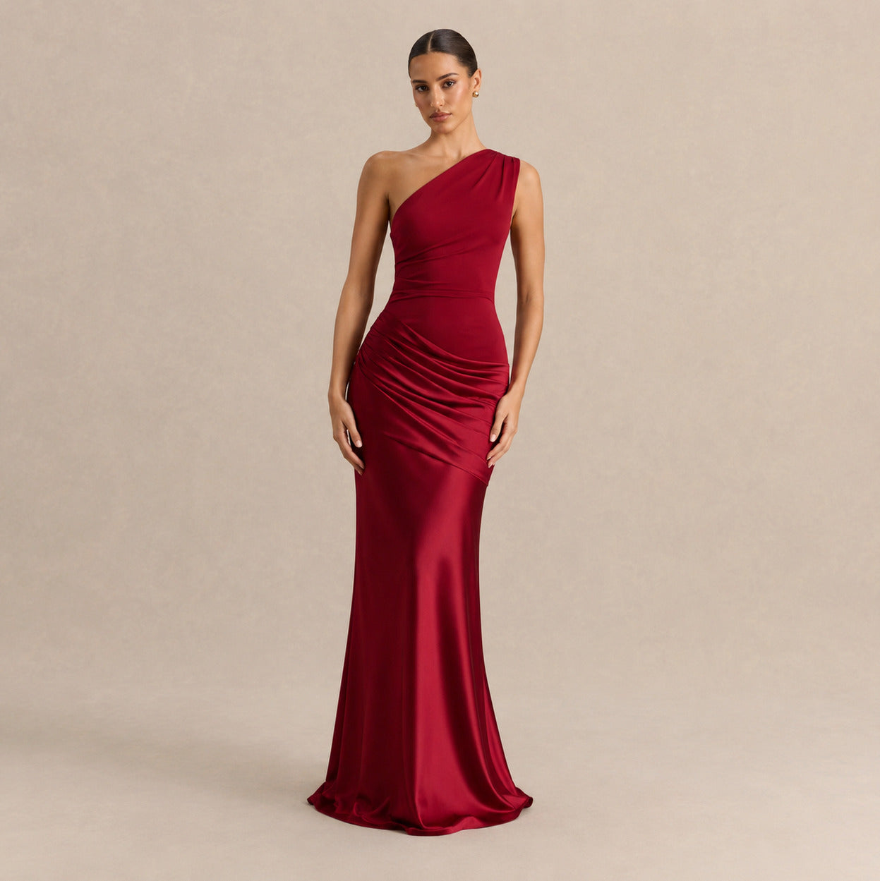 One Shoulder Draped Maxi Dress