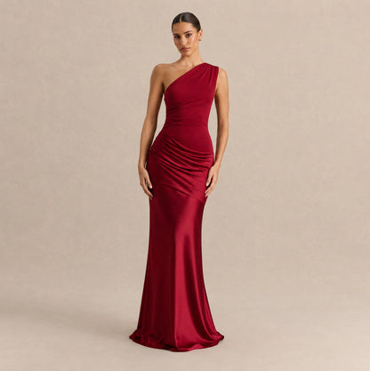 One Shoulder Draped Maxi Dress