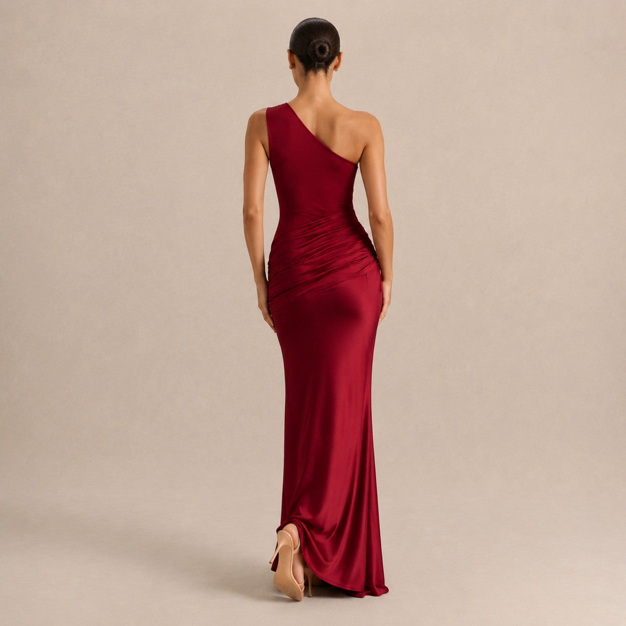 One Shoulder Draped Maxi Dress