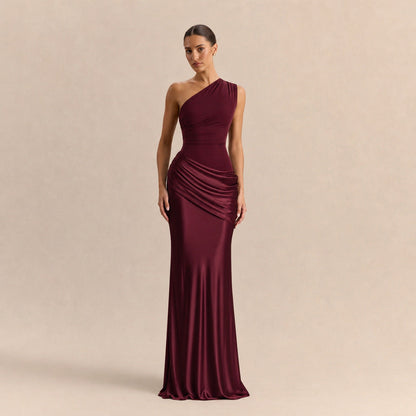 One Shoulder Draped Maxi Dress