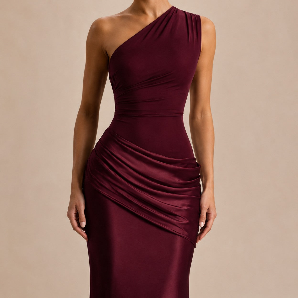 One Shoulder Draped Maxi Dress