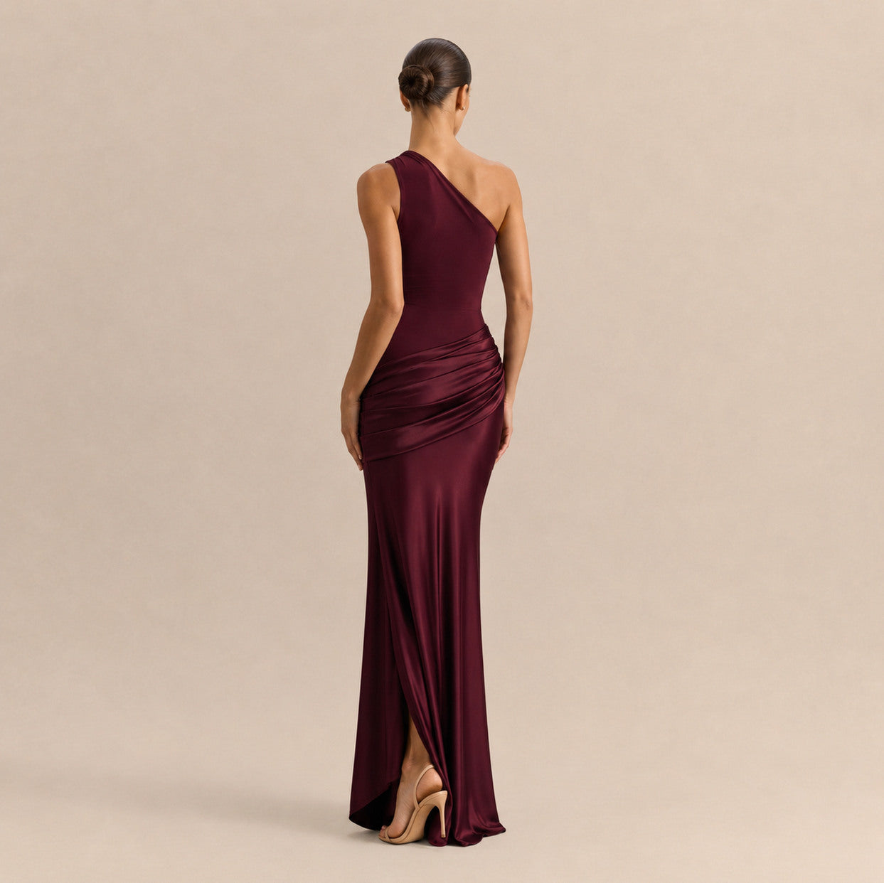 One Shoulder Draped Maxi Dress