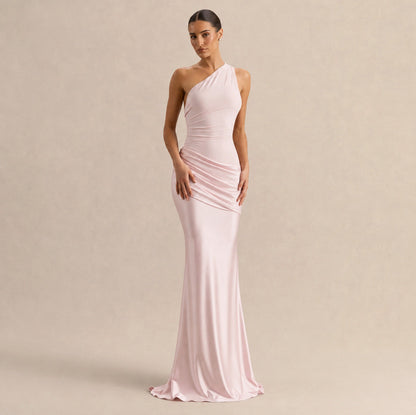 One Shoulder Draped Maxi Dress