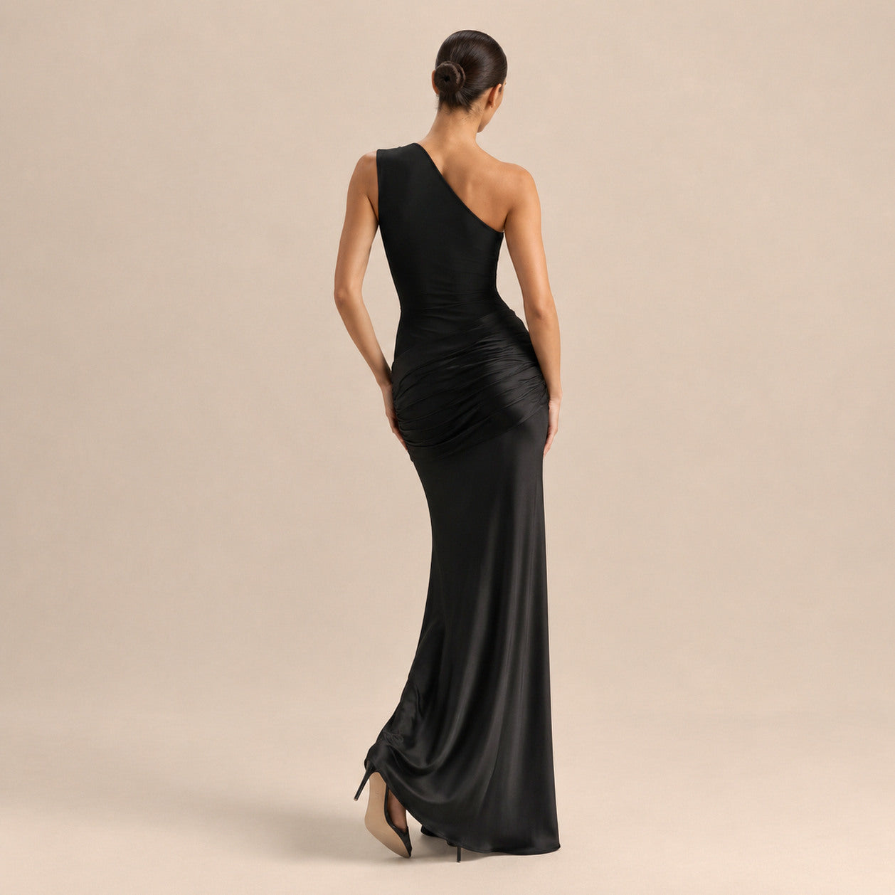 One Shoulder Draped Maxi Dress