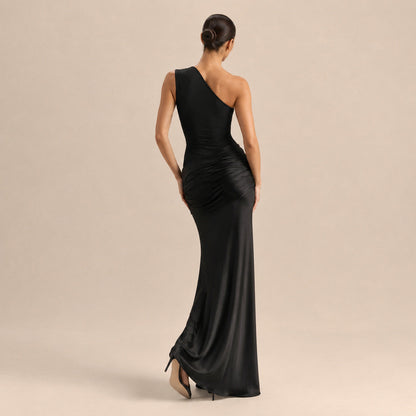 One Shoulder Draped Maxi Dress