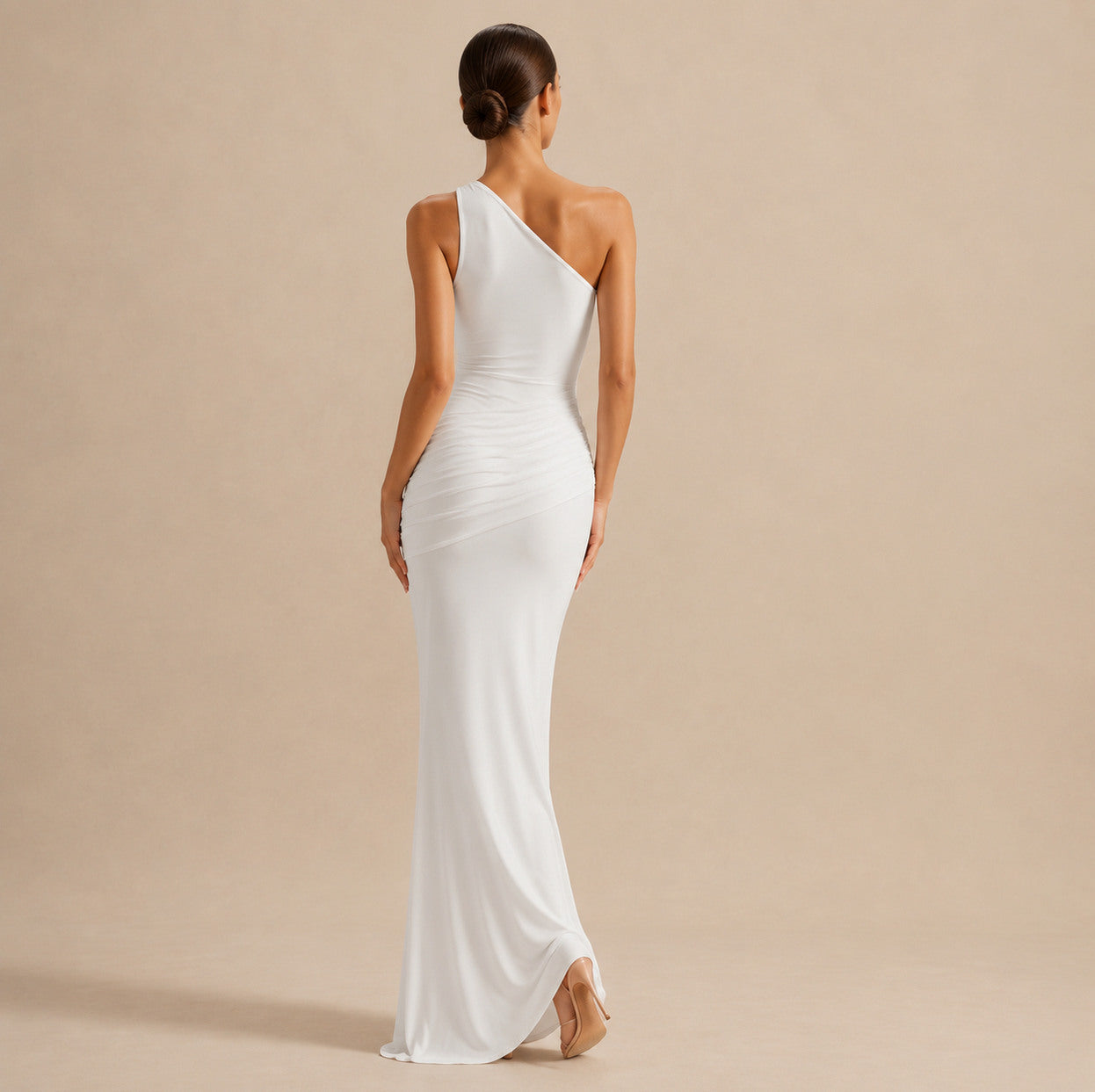 One Shoulder Draped Maxi Dress