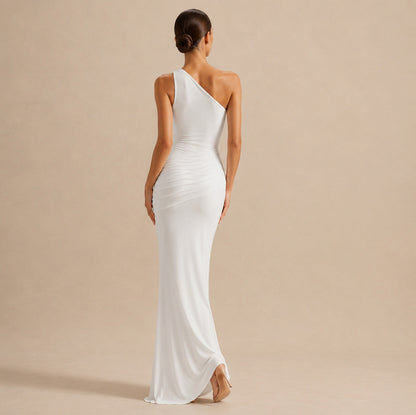 One Shoulder Draped Maxi Dress