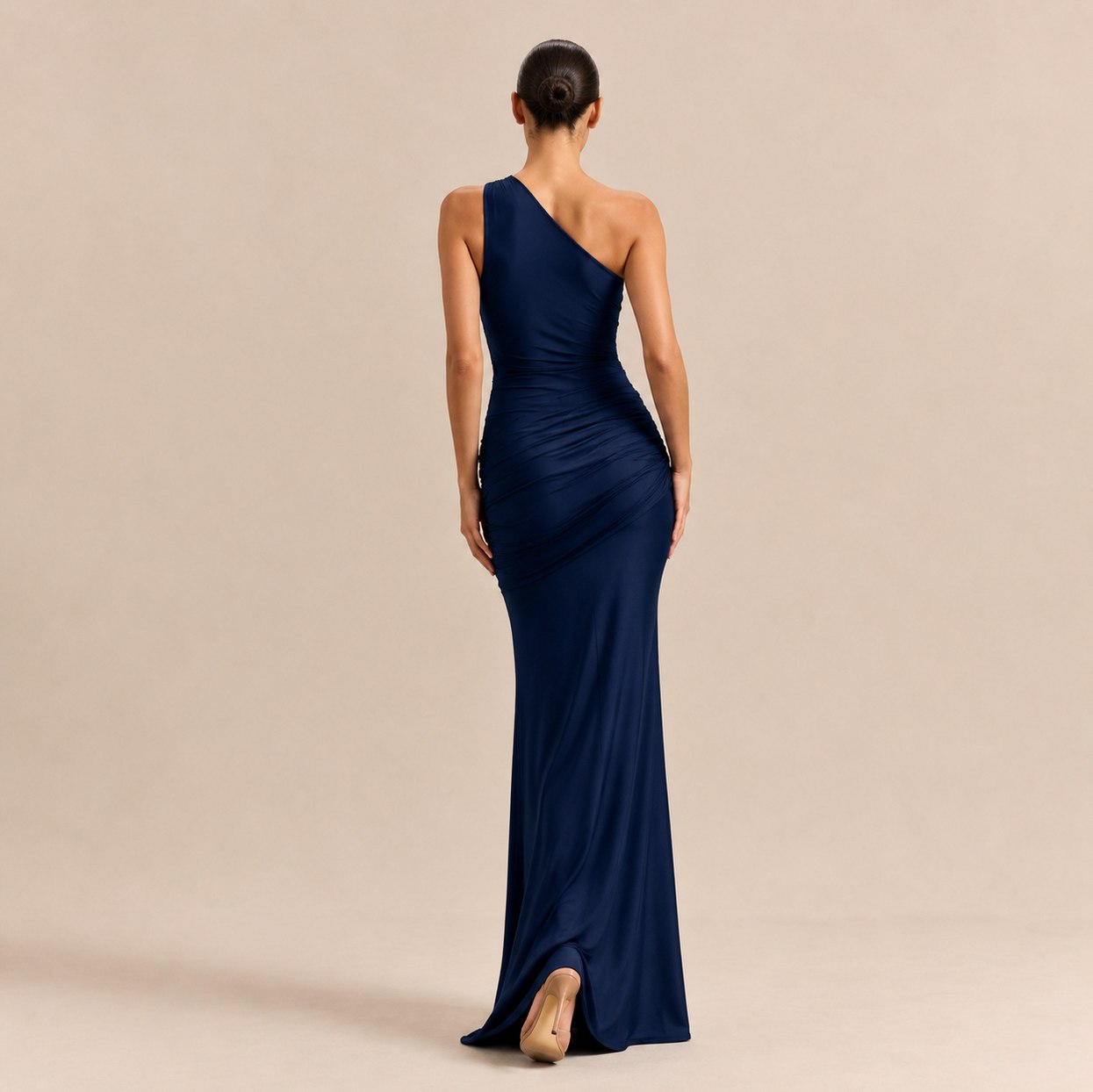 One Shoulder Draped Maxi Dress