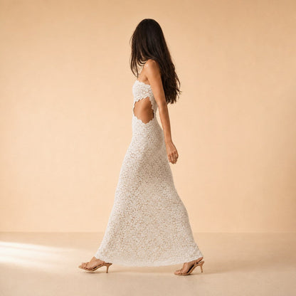 Lace Strapless Cutout Maxi Dress