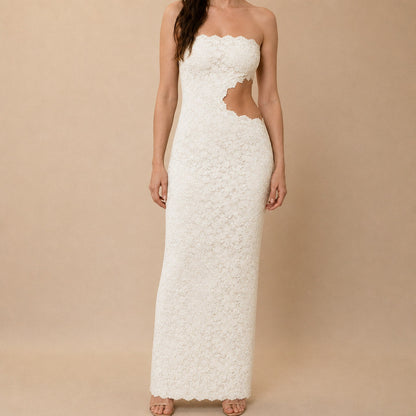 Lace Strapless Cutout Maxi Dress