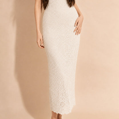 Lace Strapless Cutout Maxi Dress