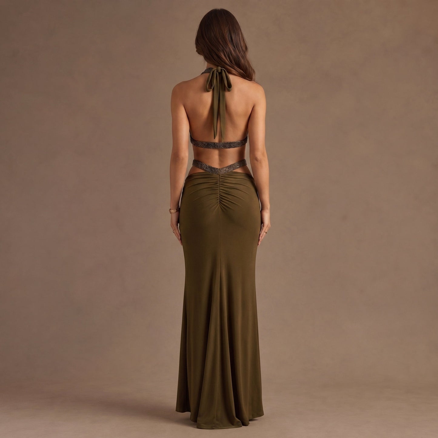 Halter Cutout Formal Maxi Dress