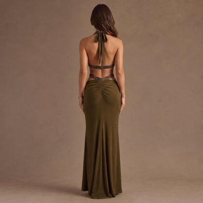 Halter Cutout Formal Maxi Dress