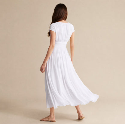 Cap Sleeve Chiffon Midi Dress