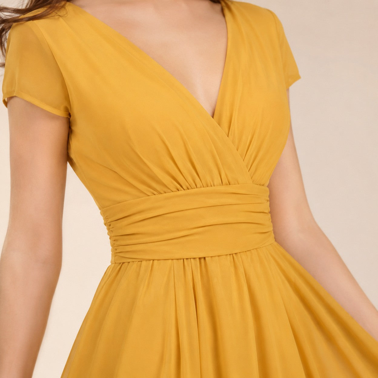 Cap Sleeve Chiffon Midi Dress