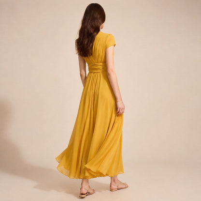 Cap Sleeve Chiffon Midi Dress