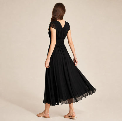 Cap Sleeve Chiffon Midi Dress