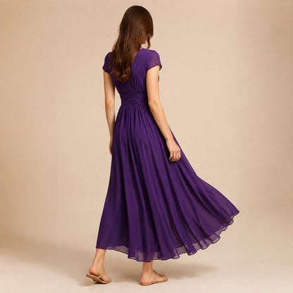 Cap Sleeve Chiffon Midi Dress
