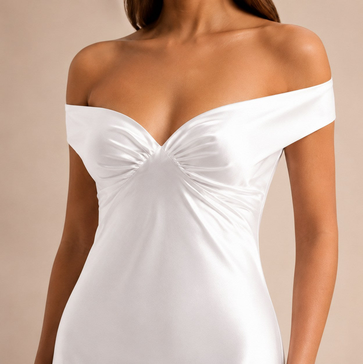 Satin Off Shoulder Formal Maxi Dress