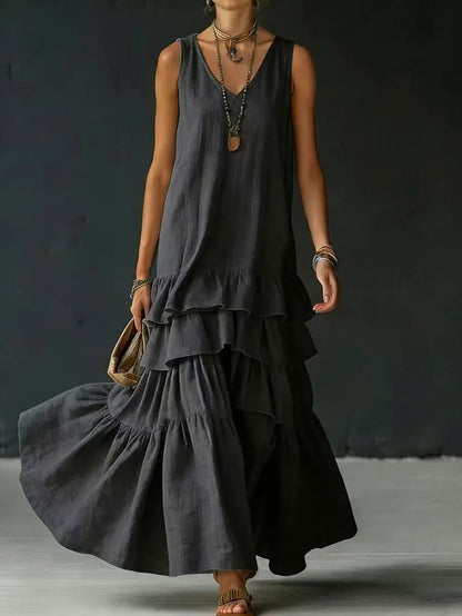 Tiered V-Neck Maxi Sundress