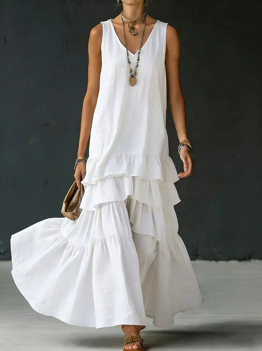 Tiered V-Neck Maxi Sundress