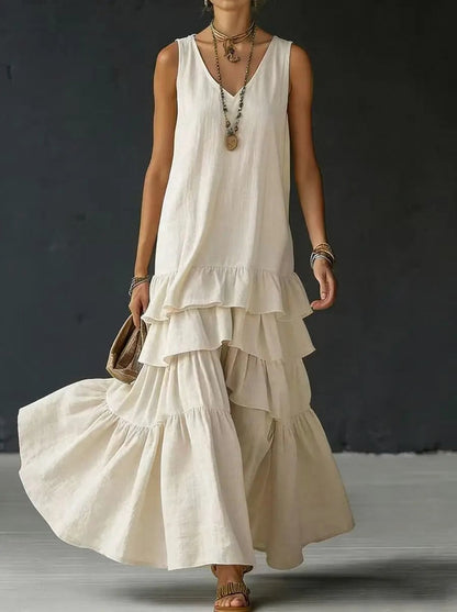 Tiered V-Neck Maxi Sundress