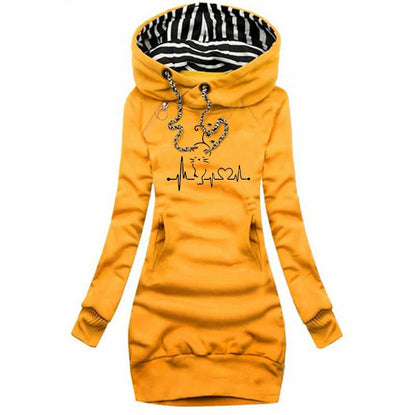 Graphic Print Long Sleeve Hoodie Dress