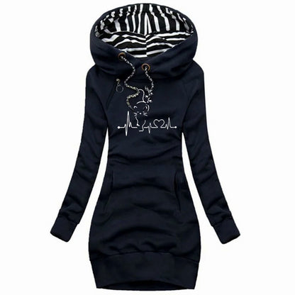 Graphic Print Long Sleeve Hoodie Dress