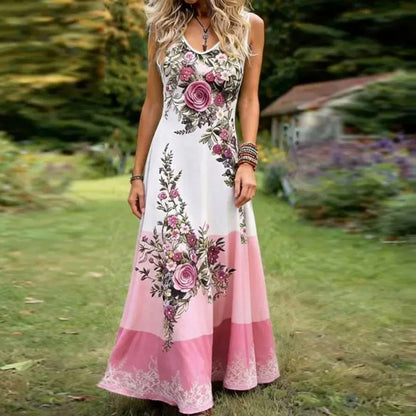 Floral Scoop Neck Maxi Dress