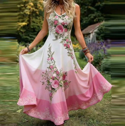 Floral Scoop Neck Maxi Dress