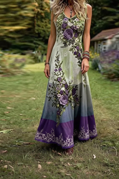 Floral Scoop Neck Maxi Dress