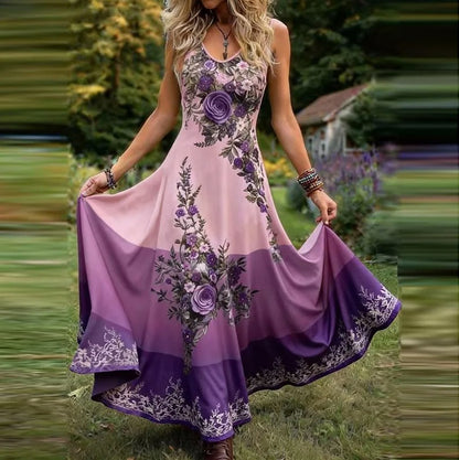 Floral Scoop Neck Maxi Dress
