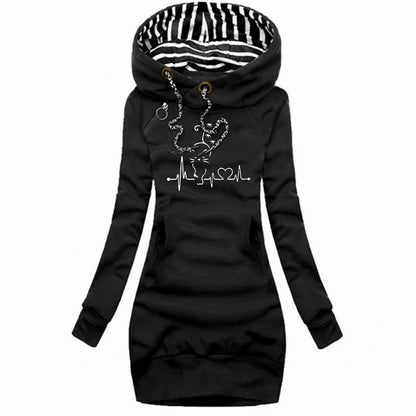 Graphic Print Long Sleeve Hoodie Dress