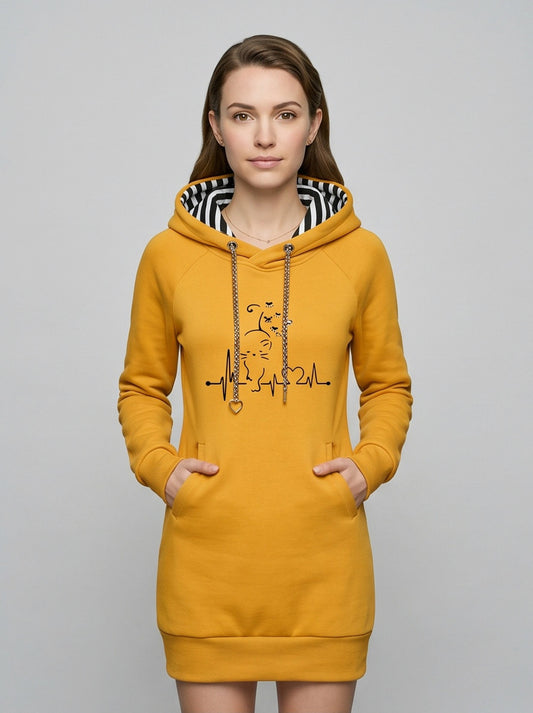 Graphic Print Long Sleeve Hoodie Dress