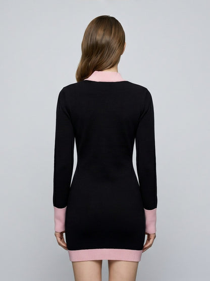 Contrast Trim Knit Mini Dress