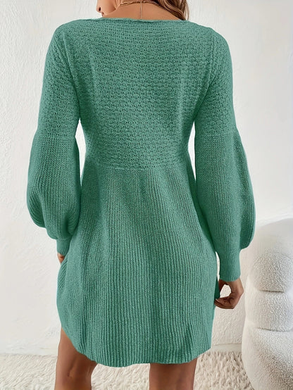 Ribbed Knit A-Line Mini Dress