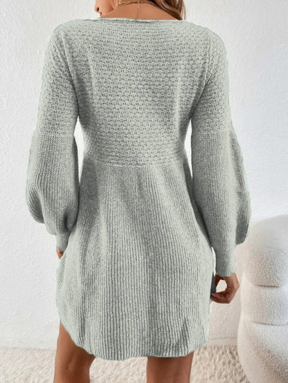 Ribbed Knit A-Line Mini Dress