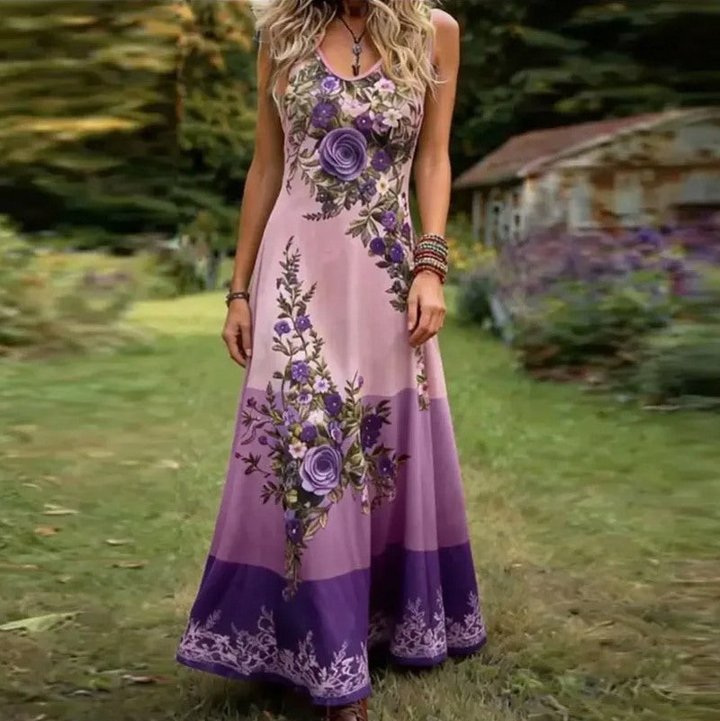 Floral Scoop Neck Maxi Dress