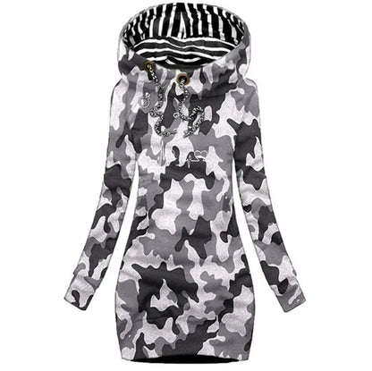 Graphic Print Long Sleeve Hoodie Dress